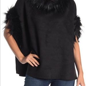 Faux Fur Trimmed Poncho from Nordstrom, Medium/Lg